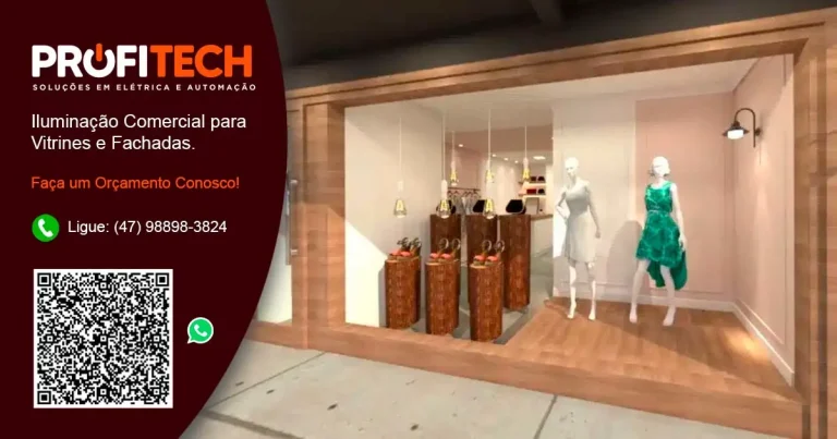 Iluminação Comercial Estratégica para Vitrines e Fachadas. - Elétrica Comercial em Blumenau e Região. - ProfiTech Soluções em Elétrica e Automação.