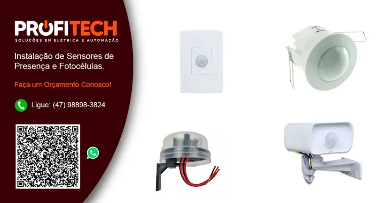 Instalação de Sensores de Presença e Fotocélulas em Blumenau e Região. - ProfiTech Soluções em Elétrica e Automação.